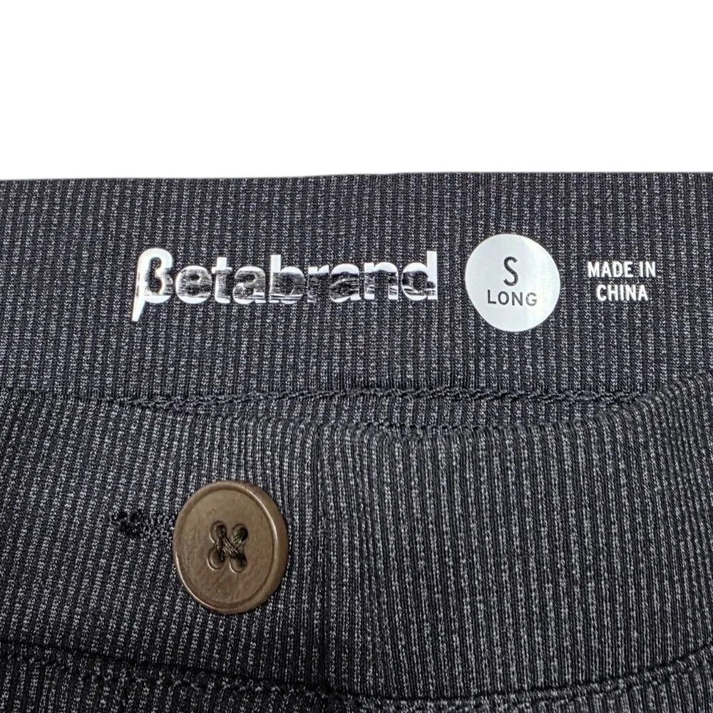 Betabrand Dress Pant Yoga Pants Women S Long Charcoal Grey Bootcut Pinstripe